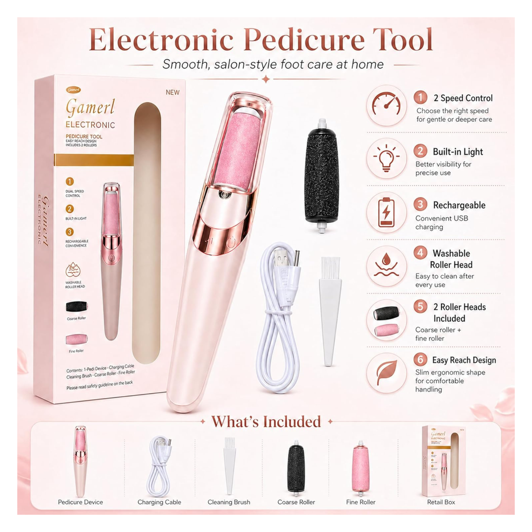 Electric Pedicure Foot File Callus Remover – Smooth & Soft Feet Care Tool
